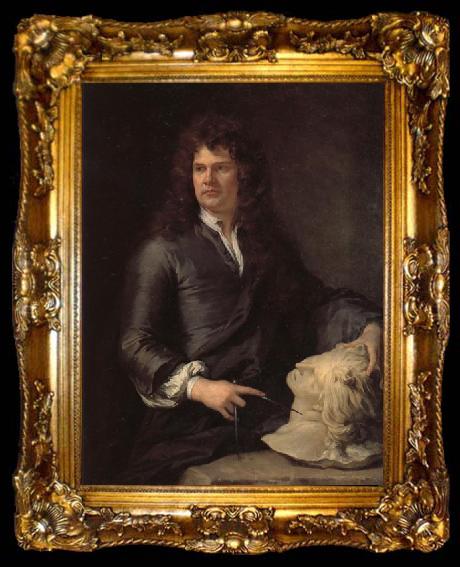 framed  Sir Godfrey Kneller Grinling Gibbons, ta009-2